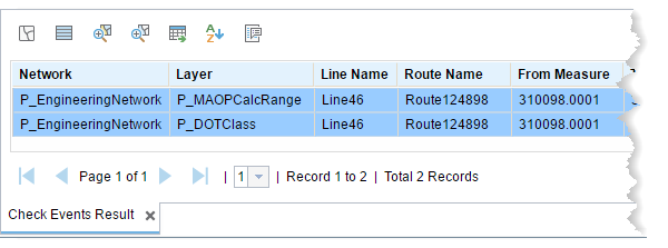 Check Events Results table